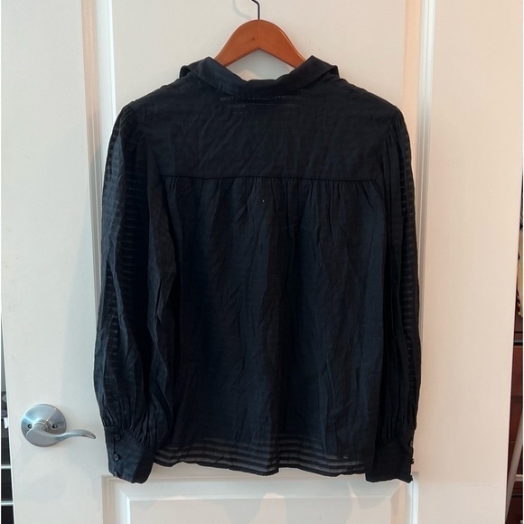 Paris Atelier & Other Stories Black Striped Blouse Button Up Sheer - Picture 11 of 16